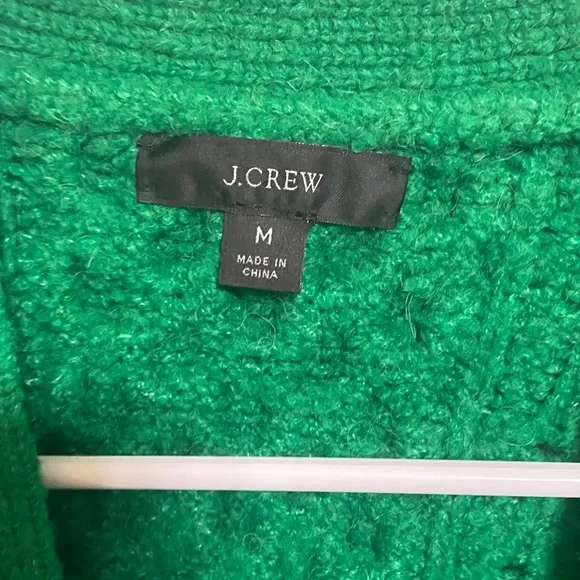 J. Crew Vibrant Green Cable Knit Cardigan wool blend - Picture 2 of 5